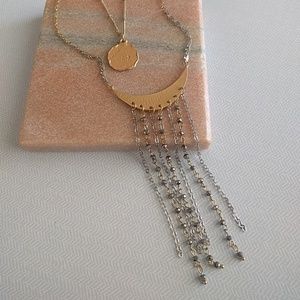 New✨coin & crescent layer sparkle fringe necklace